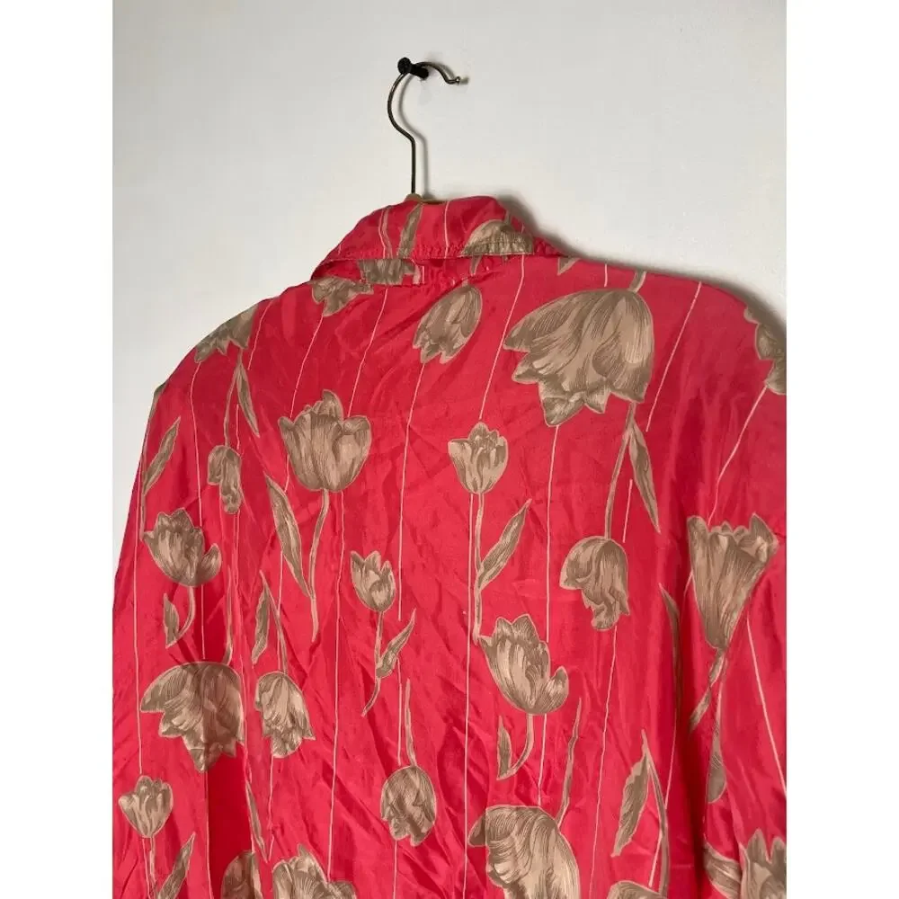 coAco Silk Tulip Windbreaker Jacket Womens M Pink Coral Y2K Light Weight Coat